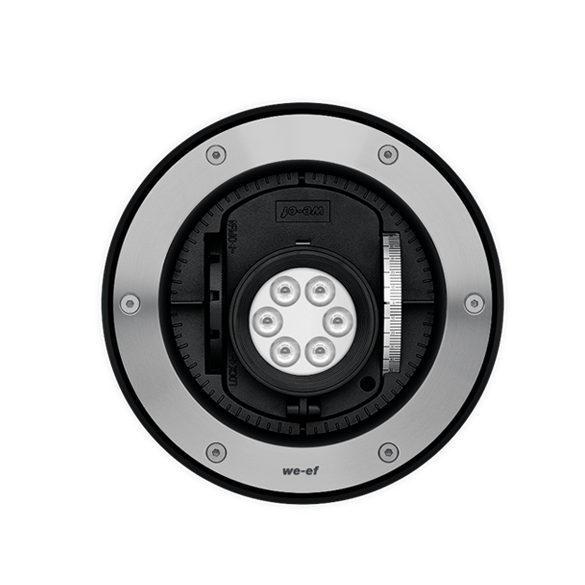 IP67. IK10+. Stainless steel construction including PCS hardware. Safety glass lens, max. load 5 tonnes. Luminaire can be driven over at low speed. Silicone rubber gasket. Anti-wick technology, equipped with a cable gland and 0.5 meters of flexible, PVC-free cable.
Integral EC electronic converter. Advanced thermal management protects LEDs while optimising lumens output. Removable LED boards for upgrading. CAD-optimised optics for superior illumination and glare control. OLC® One LED Concept. 20° tiltable and 355° rotatable. 1-10 V analogue dimming or DALI interface available on request.
Luminaire installation blockout and sealable junction box included in supply.
2700 K option available on request.
ASC Anti Slip Coating on request.
IMPORTANT!
Inground blockouts must be installed with effective drainage, watch here: https://vimeo.com/672613058