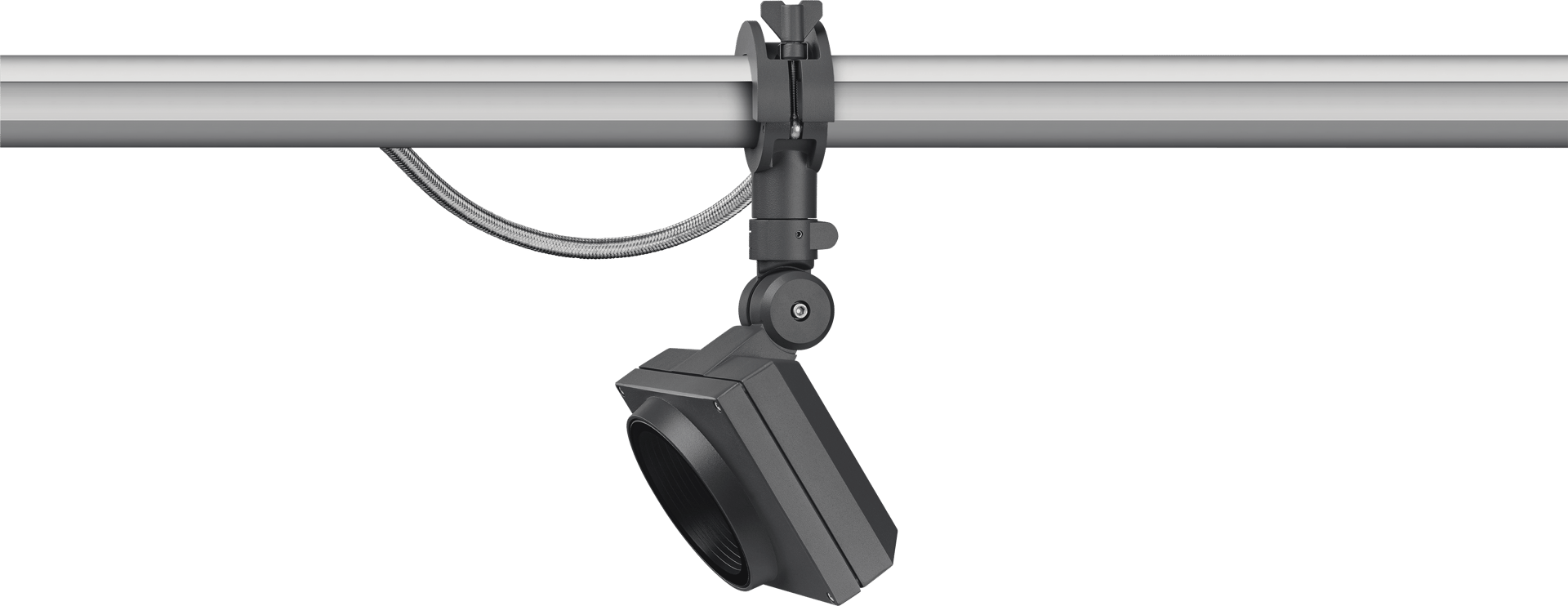 IP66, Class I. IK07. Marine-grade, die-cast aluminium alloy. 5CE superior corrosion protection including PCS hardware. Safety glass lens. Silicone CCG® Controlled Compression Gasket. Luminaire is factory-sealed and does not need to be opened during installation.
Integral EC electronic converter in thermally-separated compartment. Advanced thermal management protects LEDs while optimising lumens output. CAD-optimised optics for superior illumination and glare control. OLC® One LED Concept.
Including 0.4 m of flexible cable enclosed in a stainless conduit, in-line connector and mounting clamp for installation to RAIL66 mounting system.