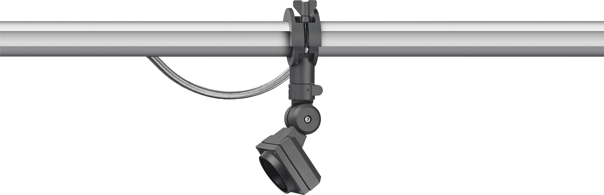 IP66, Class I. IK07. Marine-grade, die-cast aluminium alloy. 5CE superior corrosion protection including PCS hardware. Safety glass lens. Silicone CCG® Controlled Compression Gasket. Luminaire is factory-sealed and does not need to be opened during installation.
Integral EC electronic converter in thermally-separated compartment. Advanced thermal management protects LEDs while optimising lumens output. CAD-optimised optics for superior illumination and glare control. OLC® One LED Concept.
Including 0.4 m of flexible cable enclosed in a stainless conduit, in-line connector and mounting clamp for installation to RAIL66 mounting system.