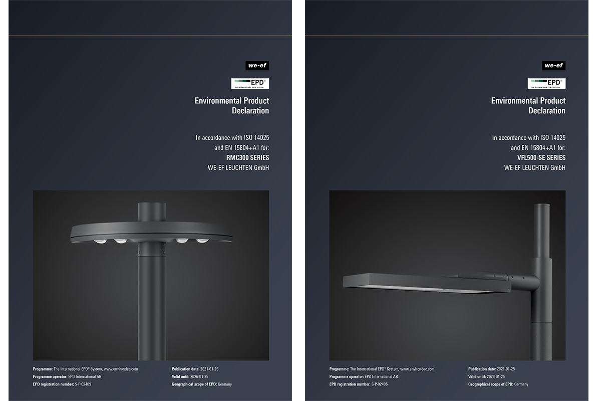 WE-EF analysiert den Umwelteinfluss seiner Produkte über den gesamten Lebenszyklus und publiziert die Ergebnisse in Form von EPDs, normgerechten Umweltproduktdeklarationen.